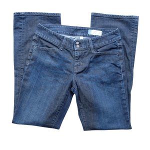 GAP Curvy Stretch Slight Bootcut Leg Dark Wash Whiskered Faded Jeans Pants EUC 8